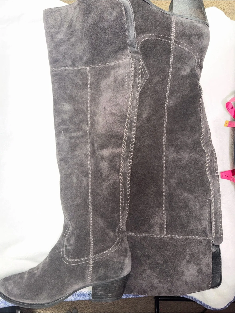 Dolce Vita Gray Suede Knee High Western Boots - Size 11